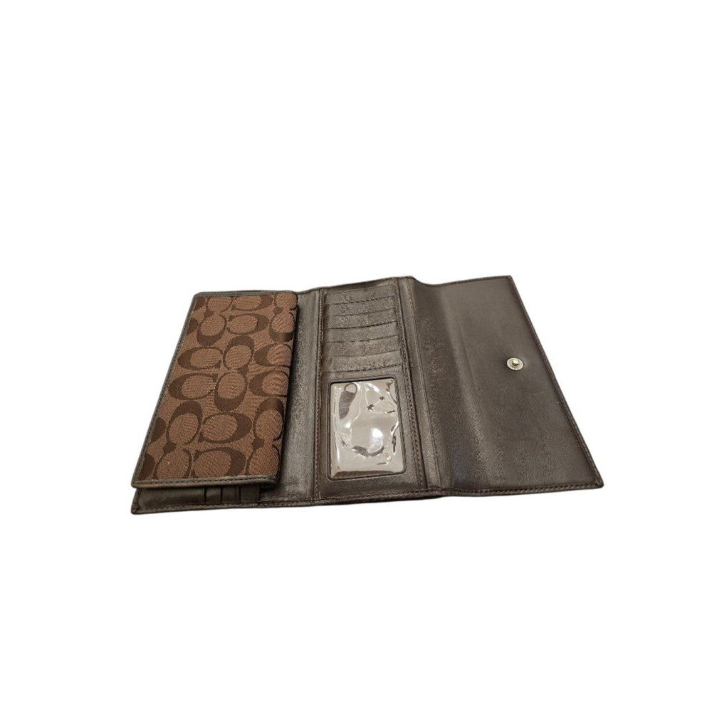 Coach Brown Signature Canvas Wallet One Size - Picture 6 of 14